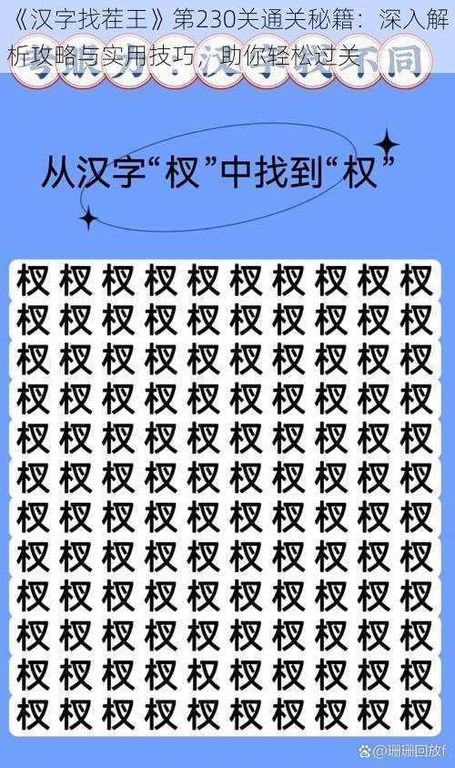 《汉字找茬王》第230关通关秘籍：深入解析攻略与实用技巧，助你轻松过关