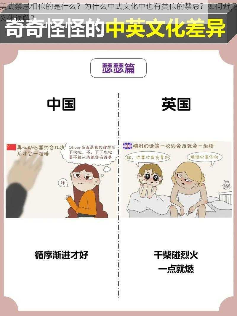 美式禁忌相似的是什么？为什么中式文化中也有类似的禁忌？如何避免文化误解？